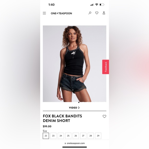 One Teaspoon - FOX BLACK BANDITS DENIM SHORT - Picture 4 of 4